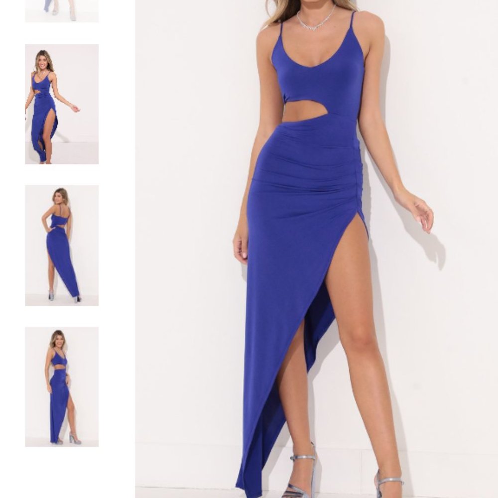 Ella Cutout Maxi Dress in Blue Indigo - Lucy in the Sky